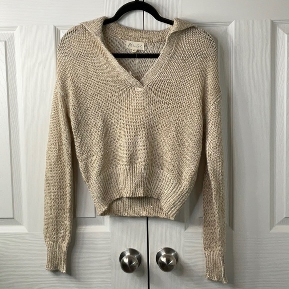 Marled - Open Collar Tan Sweater Size XS - Picture 11 of 15
